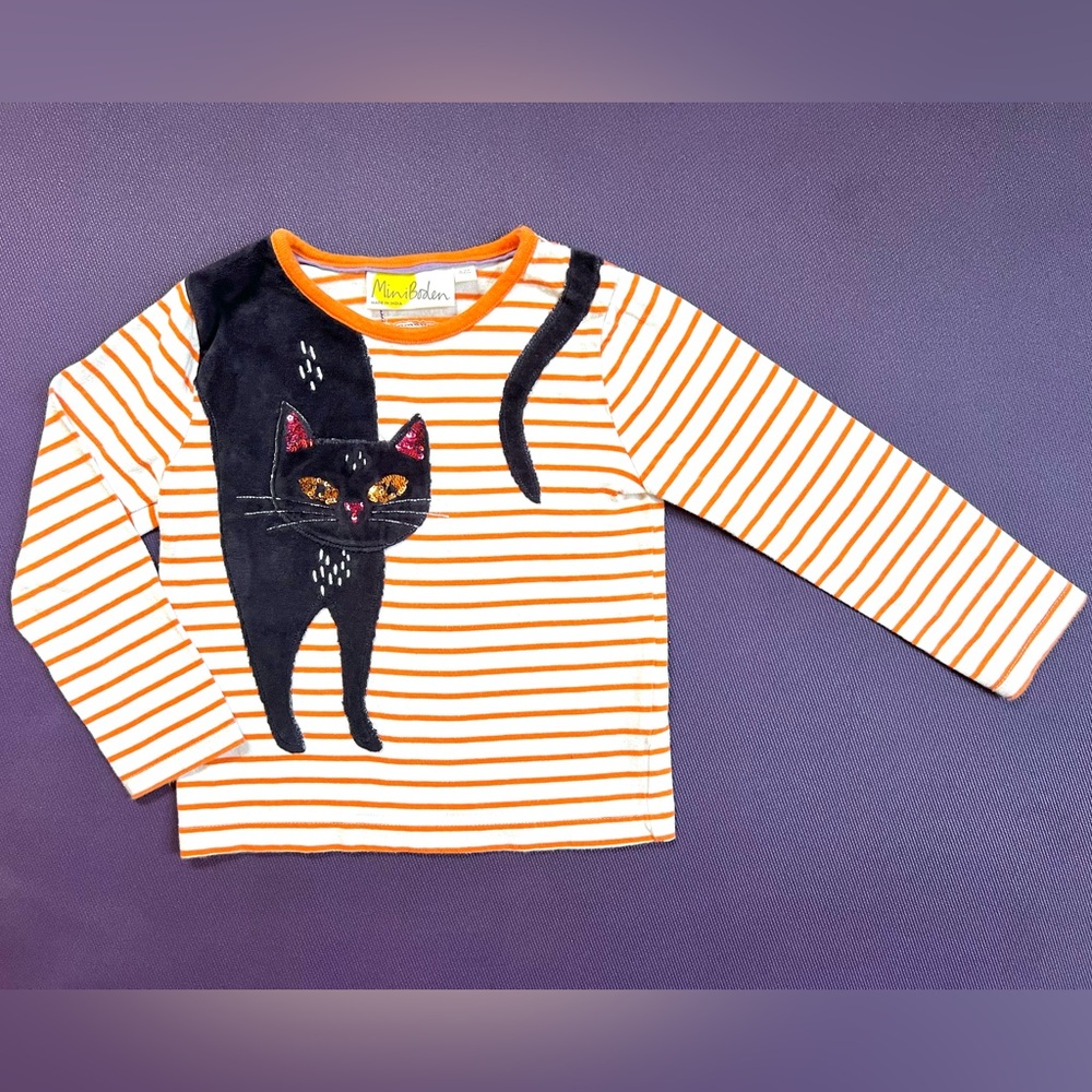 Mini Boden stripy Halloween top, size 4T